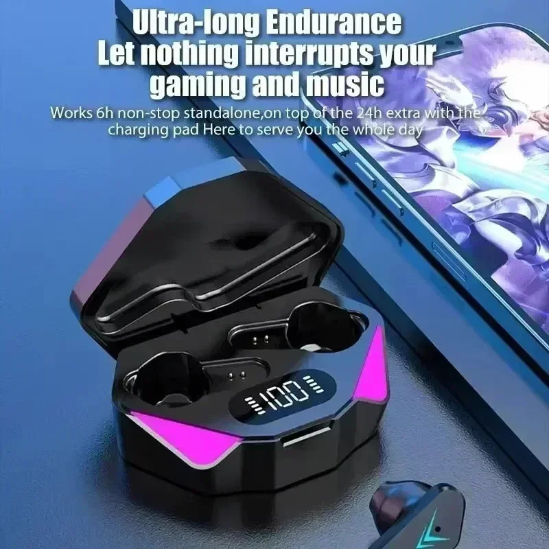 TWS Gaming Earbuds Wireless Bluetooth Earphones With Mic Bass Audio Sound Positioning 9D Stereo Music HiFi Headset For Gamer