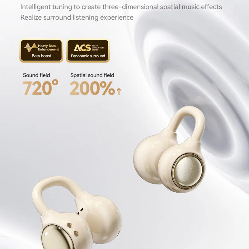Lenovo Wireless Open Clip Earphones Bluetooth Ear Hook Sports Headphones Directional Sound LED Display Earbuds Sleep Friendly