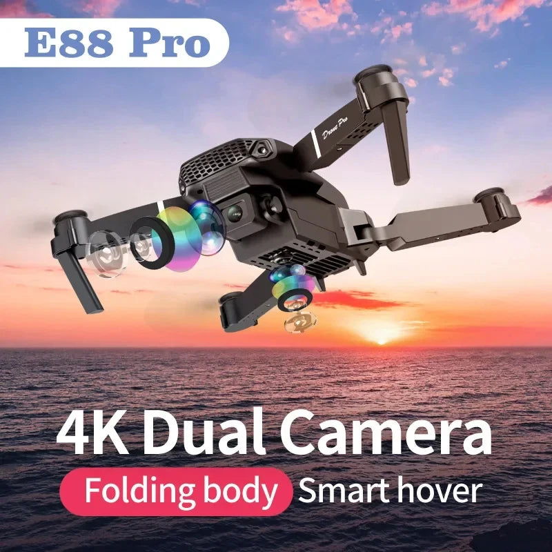 2025 E88Pro RC Drone 4K Professinal With 1080P Wide Angle HD Camera Foldable Helicopter WIFI FPV Height Hold Gift Toy
