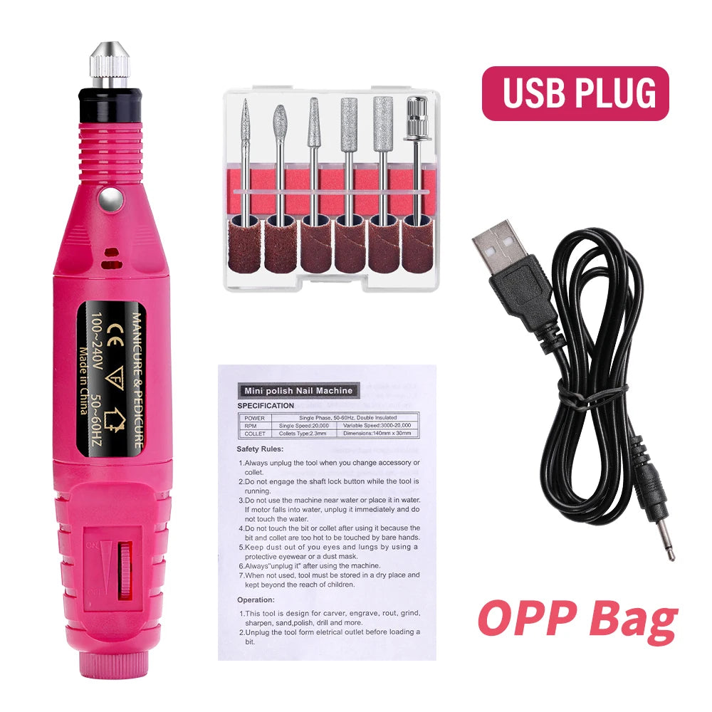 Nail Sander Set Electric Nail Drill Machine Grinding Equipment Milling Cutter For Manicure Pedicure Strong Polishing Tools