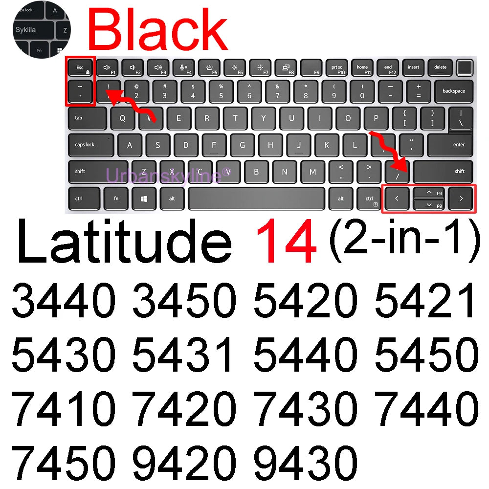 Keyboard Cover for Dell Latitude 14 7440 7450 7400 7404 7410 7414 7420 7424 7430 7480 7490 2 in 1 Silicone Protector Skin Case