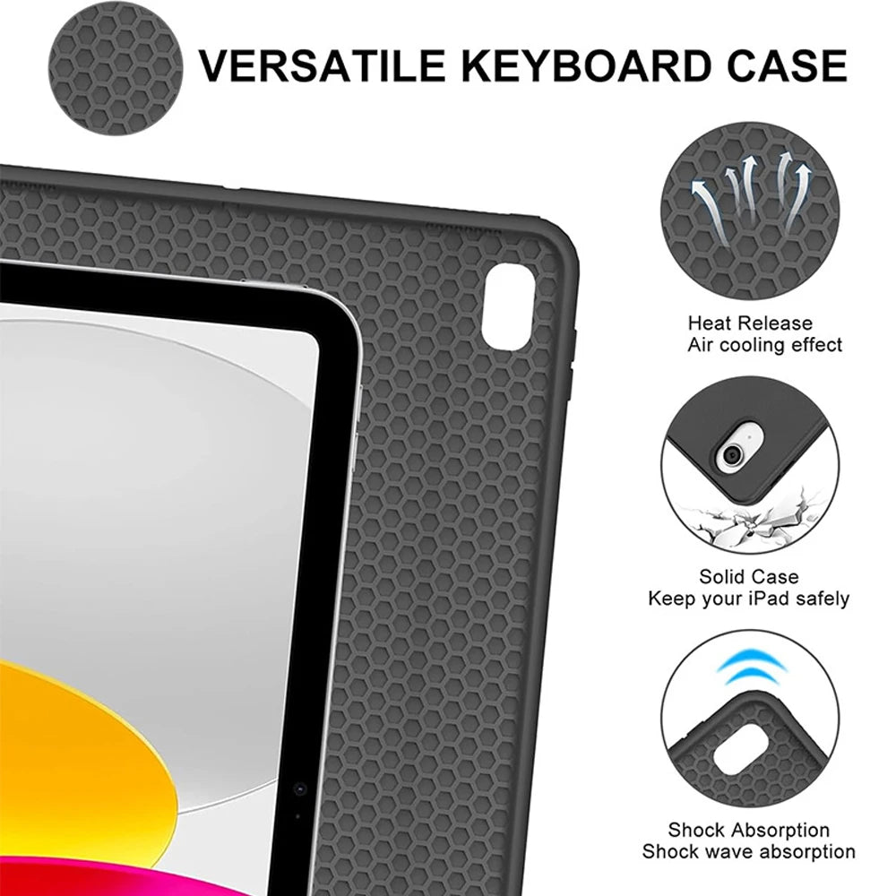 Keyboard Case for iPad (A16) 11th/10th Generation,Detachable Wireless Keyboard,Stand Folio Keyboard Cover with Pencil Holder