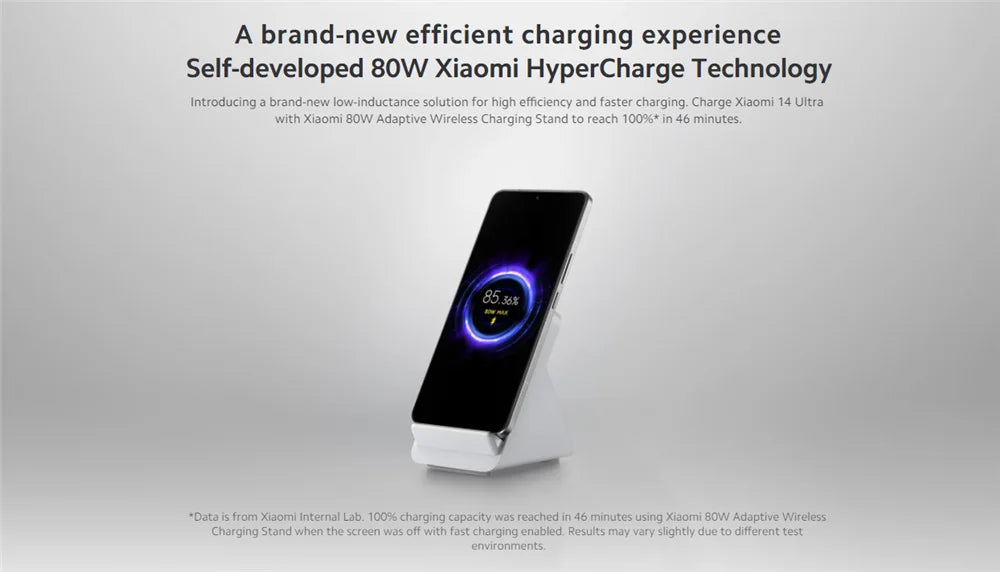 Original XIAOMI 80W Elevating Vertical Air Cooled Wireless Charging Set Fast Charging Station for Smartphone