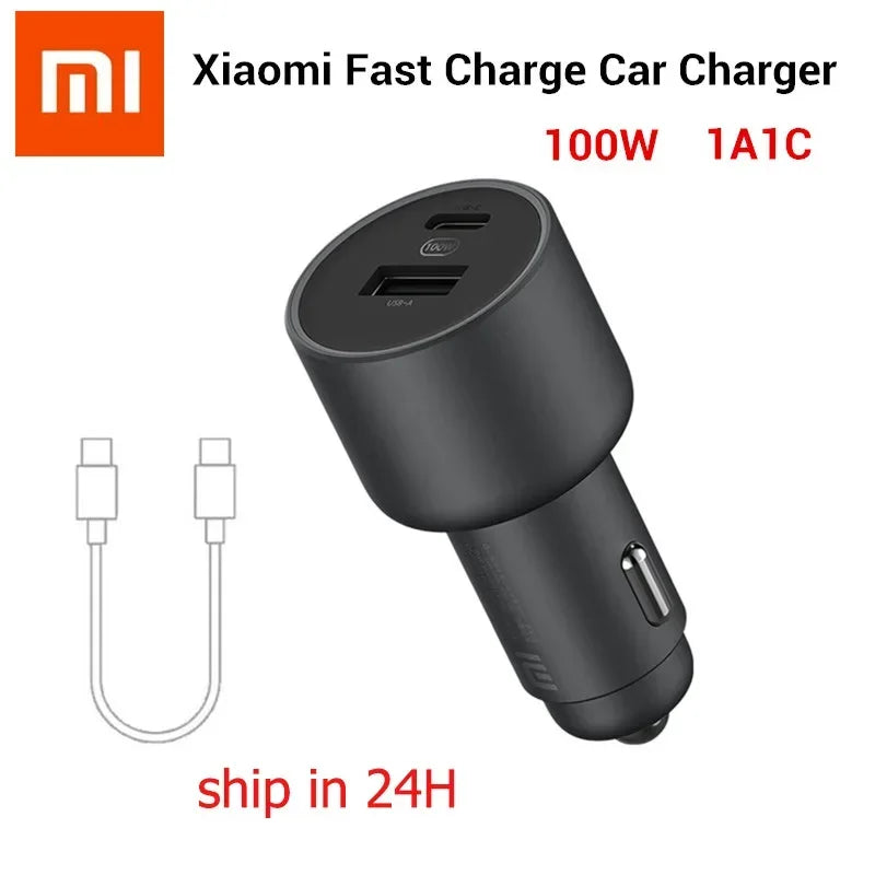 Xiaomi 100W Dual USB Car Charger with 5A Cable