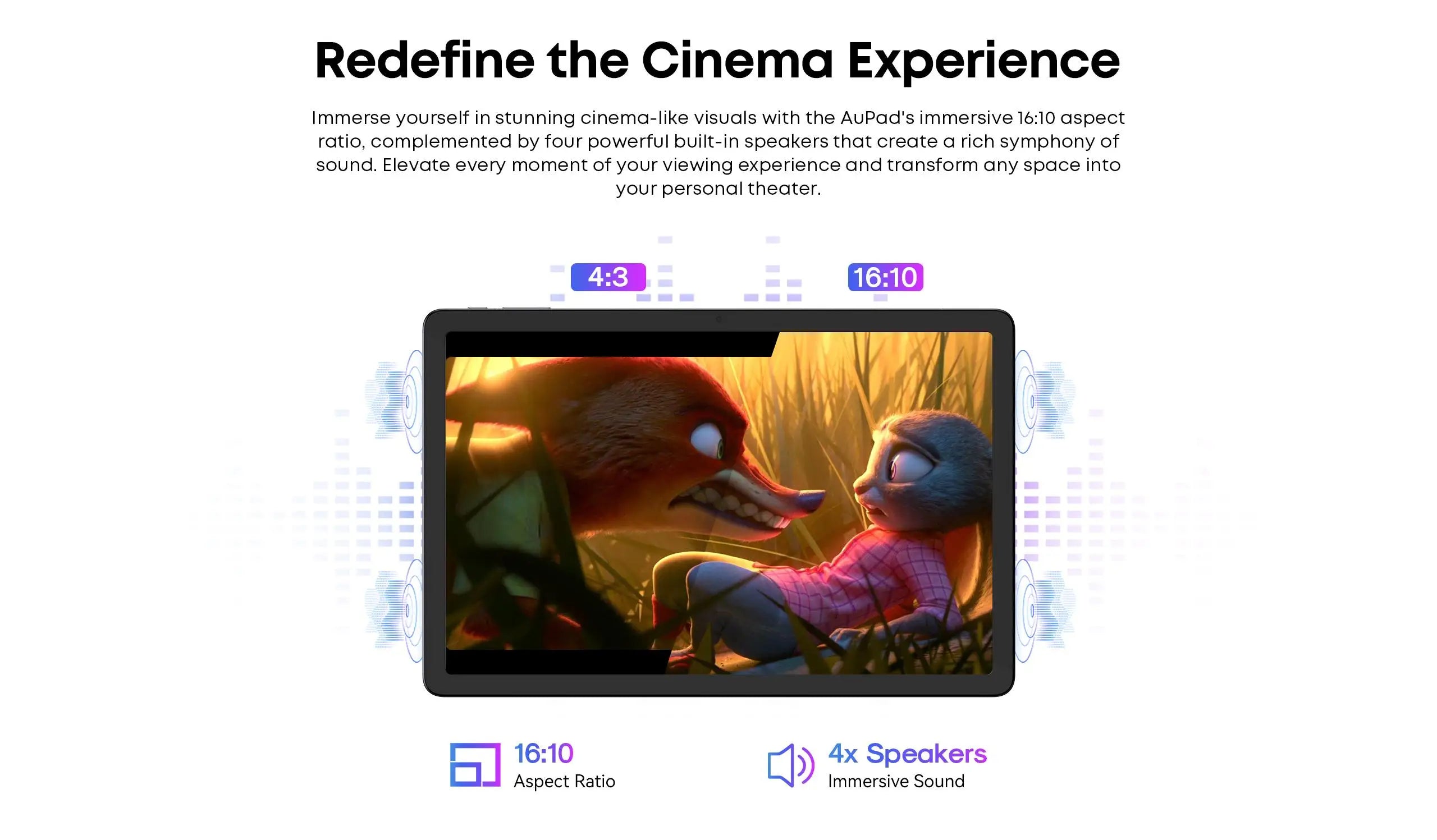 CHUWI Tablet AuPad Android 14 Tablets 10.95" FHD+2K Display Snapdragon 685 8GB RAM 128GB ROM 13MP AF Rear 7000mAh 18W 4G LTE Tab