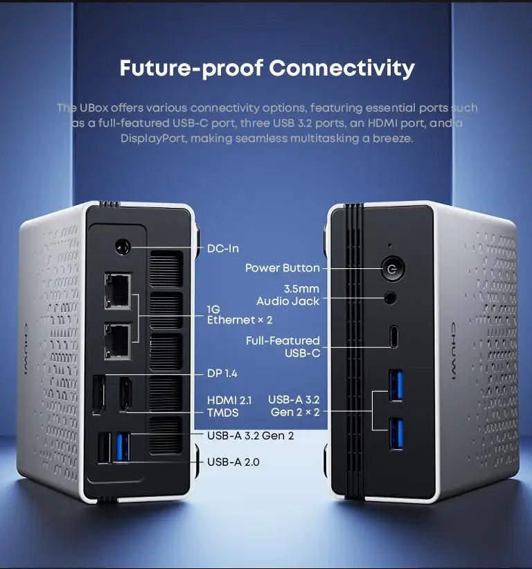 CHUWI UBox AMD R5-6600H Mini PC 6 Cores 12 Threads DDR5 16GB 512GB SSD 4.5GHz Max Frequency WiFi 6＆1G LAN Desktop Computer