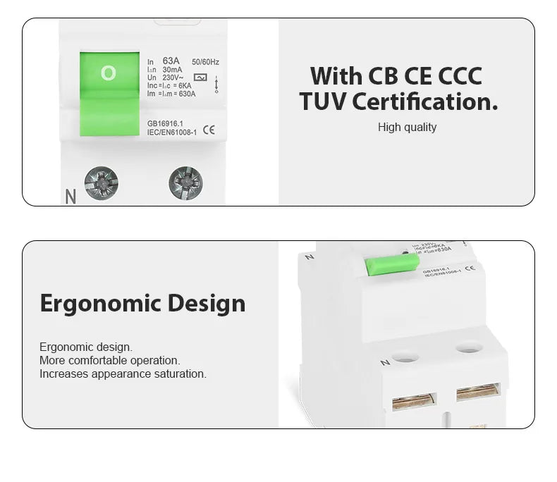 AC Type RCCB Electromagnetic Residual Current Circuit Breaker AC ELCB 2 Pole 16A 25A 40A 63A RCD 30mA TONGOU