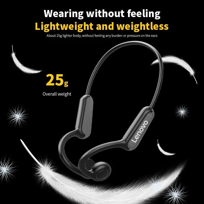 x Lenovo Bone Conduction Earphones Bluetooth Hifi Music Headphones Sport Ear-hook Wireless Headsets with Mic Waterproof Earbuds