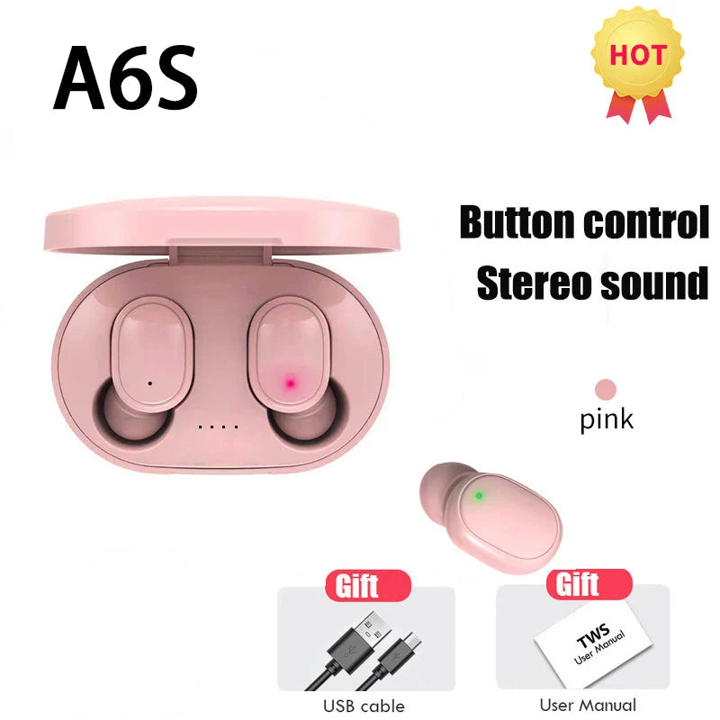 TWS A6S Headset Wireless Earphones Bluetooth Headphones Sport Stereo Fone Bluetooth Earbuds for Xiaomi Huawei