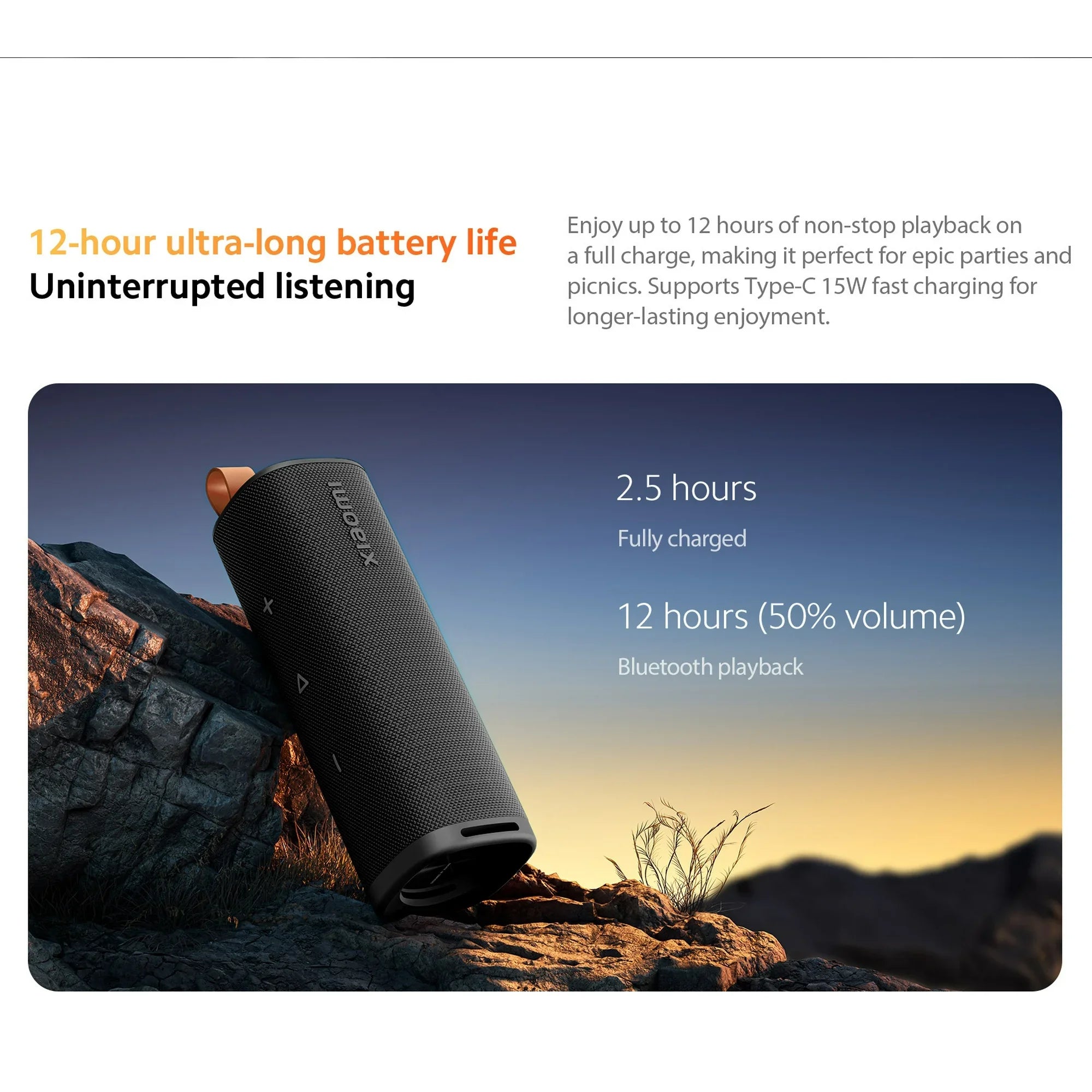Xiaomi Sound Outdoor Smart speaker Global Version Bluetooth5.4 IP67 dust and water resistance Up 12 hours  long-lasting battery