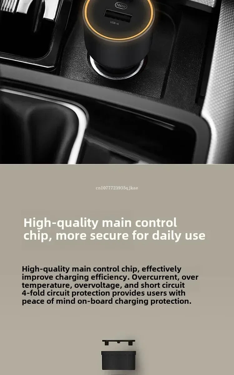 Xiaomi (MI) Car Charger Fast Charging Version 1A1C 100W Smart Car Charger Car Mobile Phone Charger Mobile Phone Car Charger