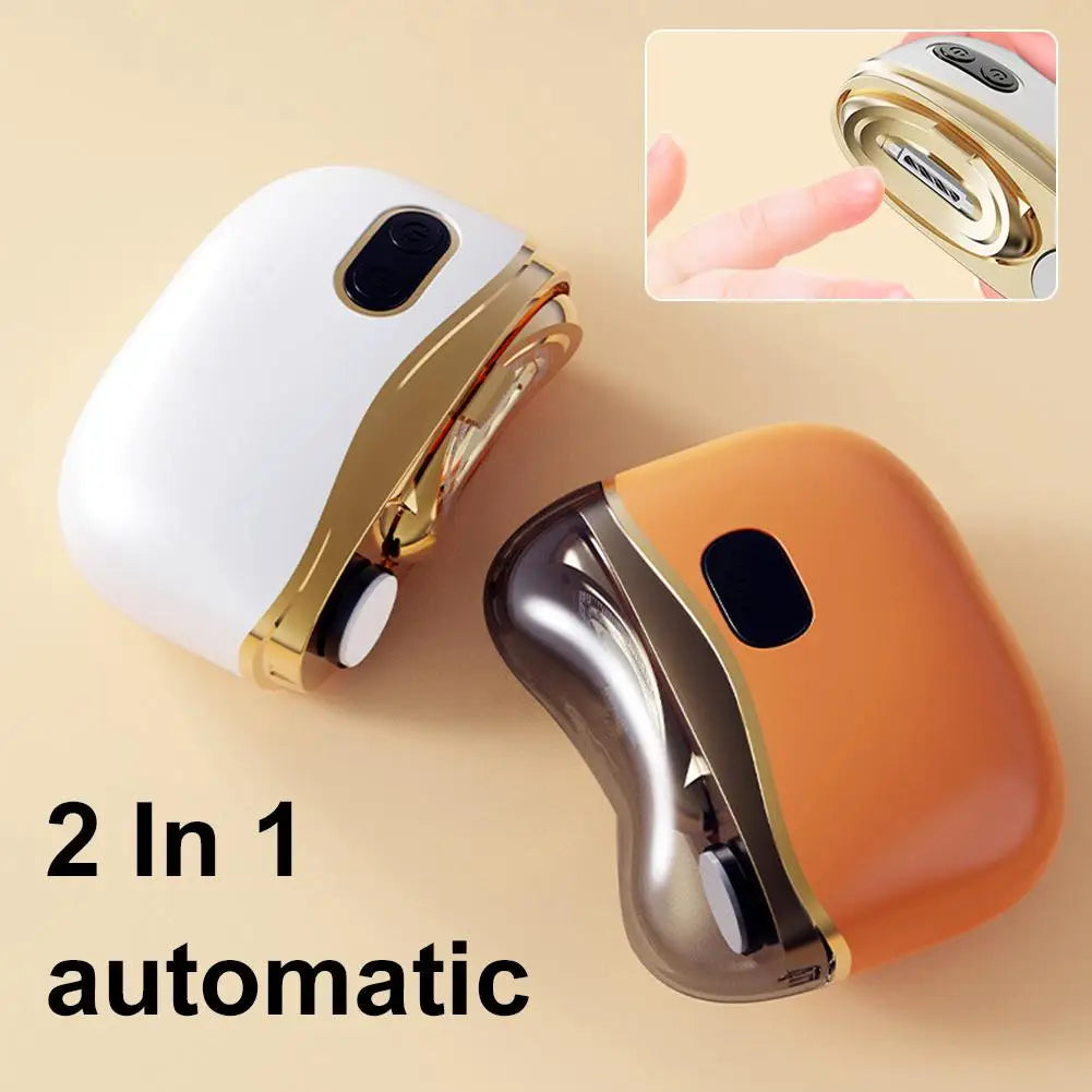 2In1 Electric Nail Tool,USB Charging Nail Clipper Polisher,Adult Kids Fingernail Toe Scissors,Rechargeable Nail Cutter