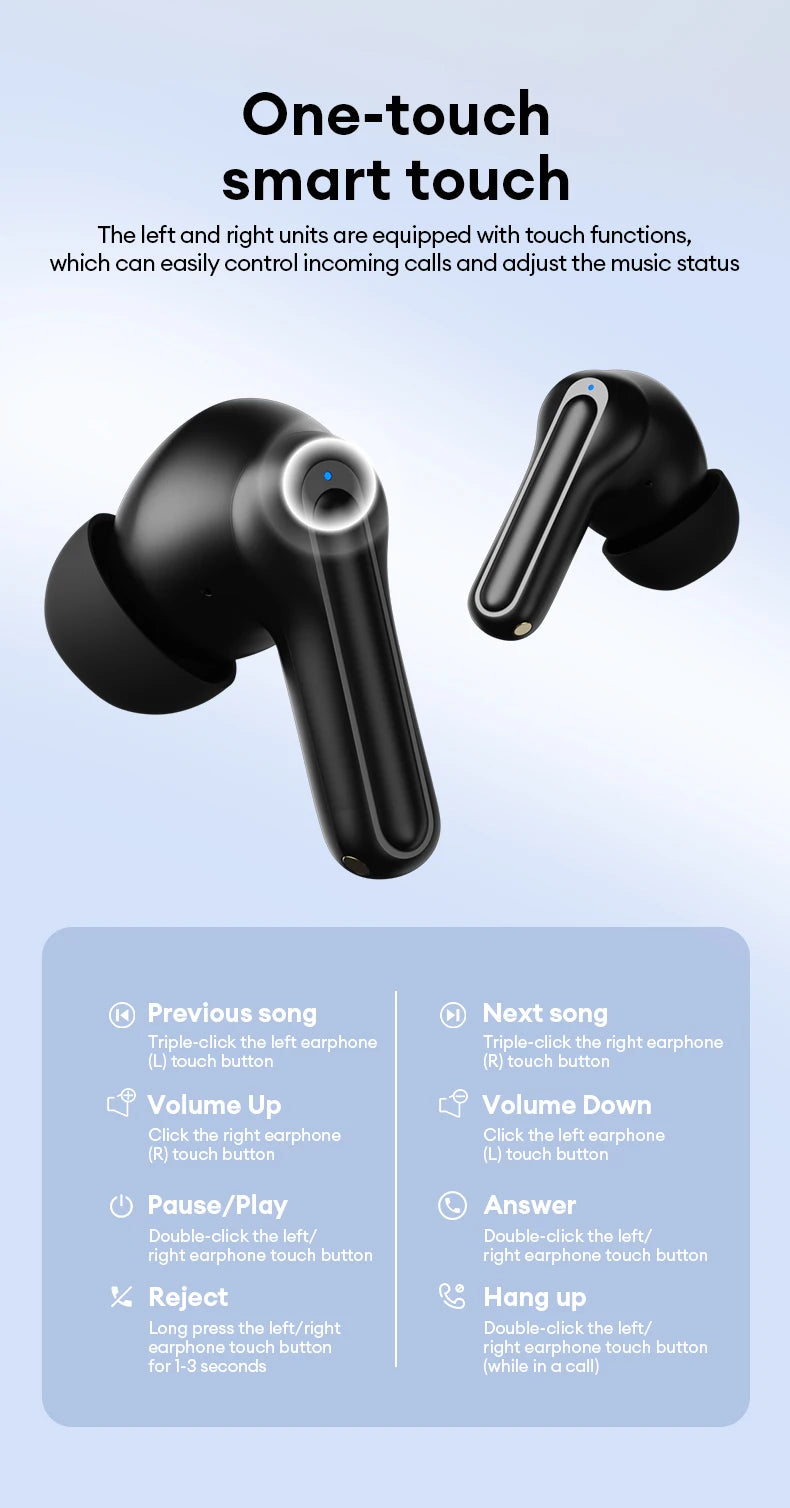 Lenovo XT58 Wireless Earphones Intelligent Noise Reduction Bluetooth 5.4 Headphone Gaming Headset HIFI Earbuds Sound LED Display