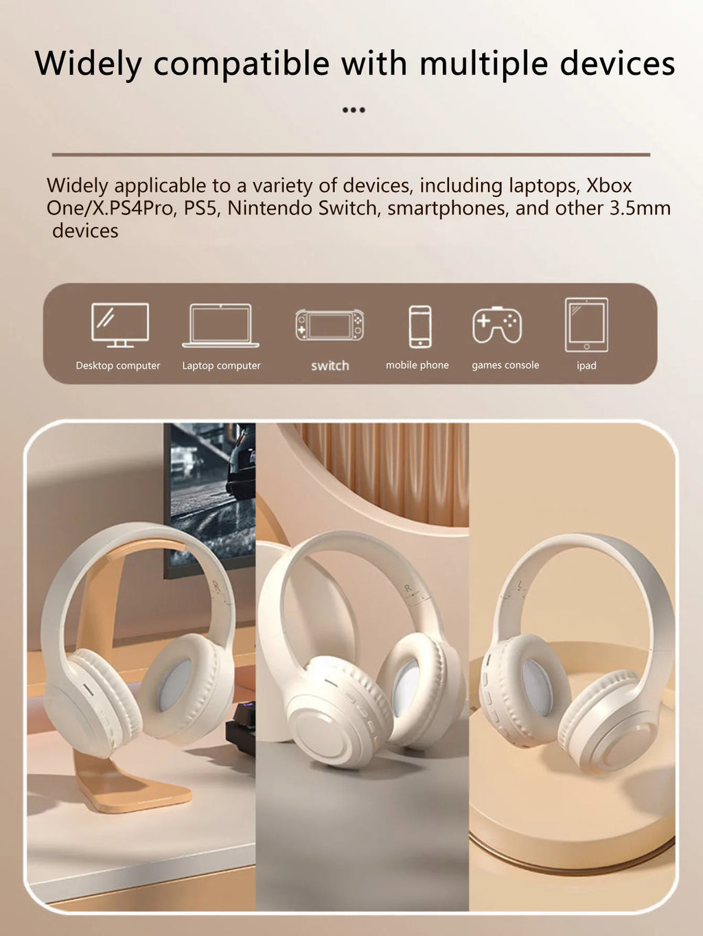 V9 wireless gaming Bluetooth headphones, over-ear Bluetooth headphones, long battery life and low latency