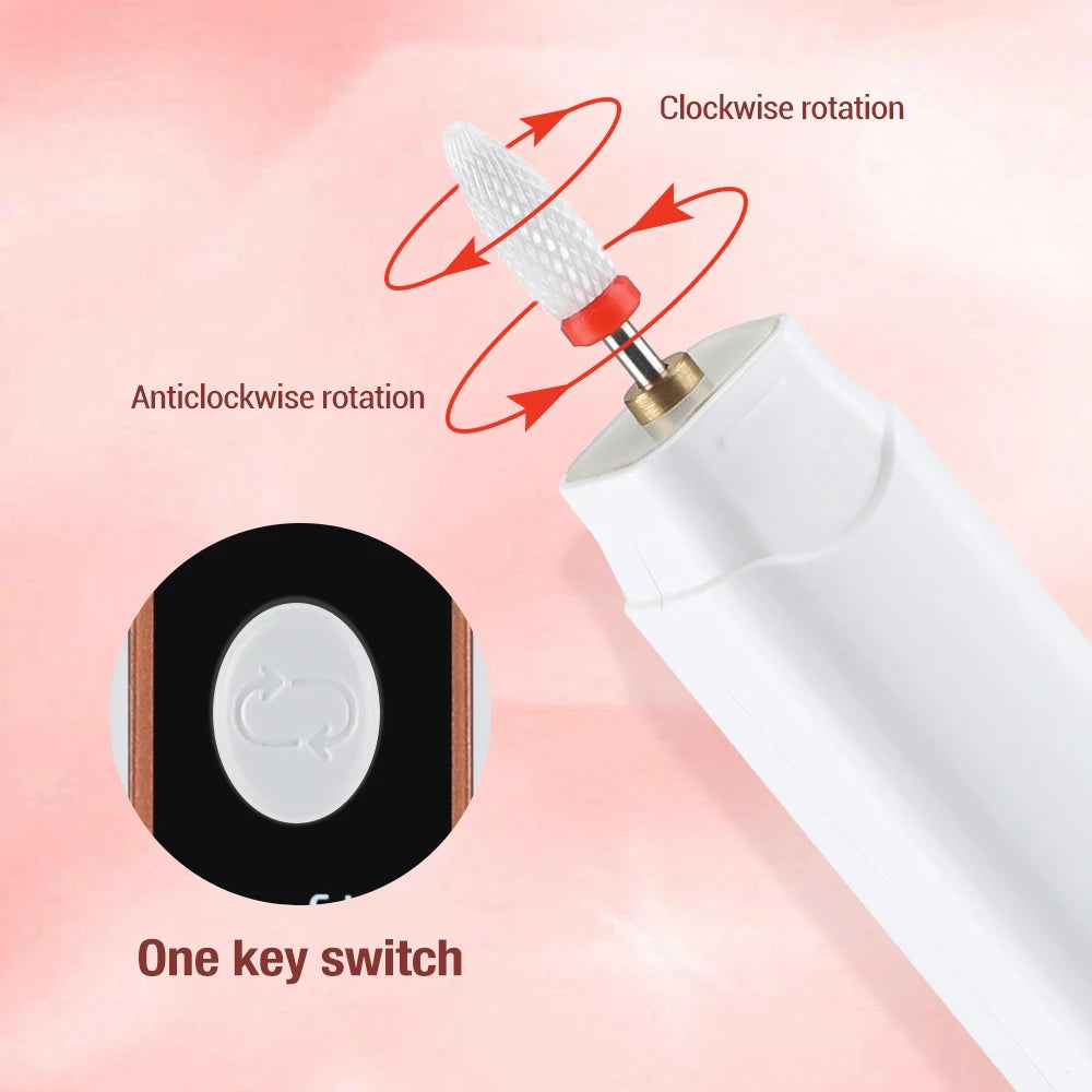 New 45000RPM Professional Electric Nail Drill Machine Low Noise Rechargeable Nail File Nails Accessories Gel Nail Polish Sander