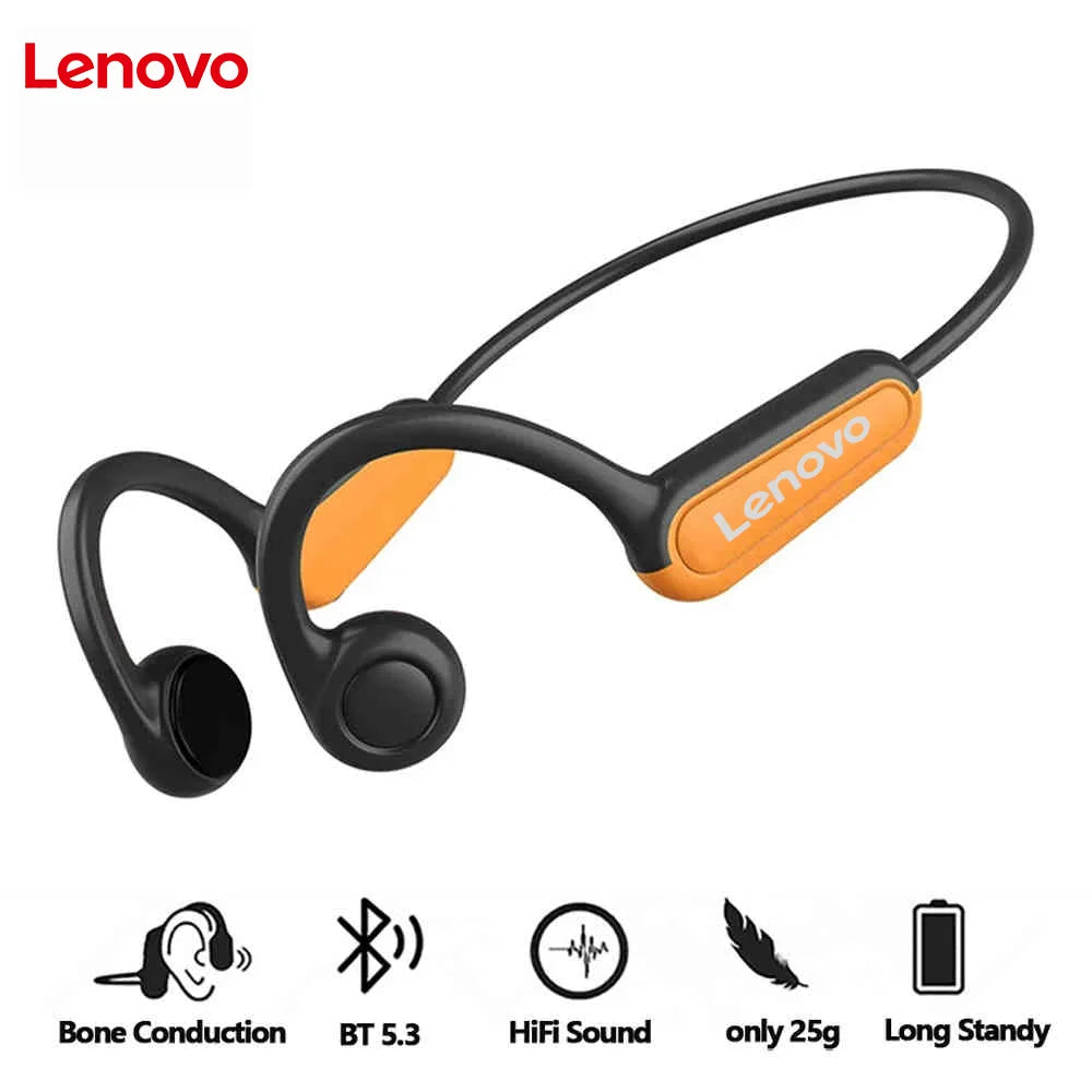 x Lenovo Bone Conduction Earphones Bluetooth Hifi Music Headphones Sport Ear-hook Wireless Headsets with Mic Waterproof Earbuds