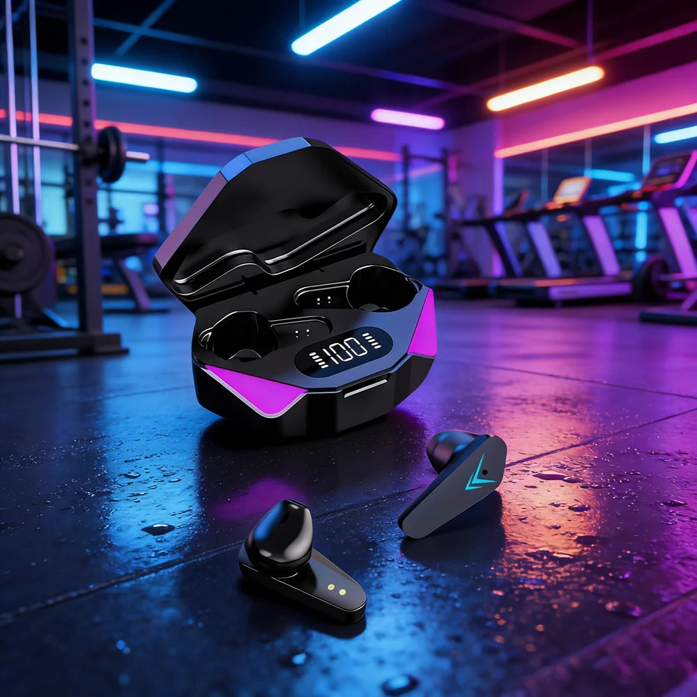 TWS Gaming Earbuds Wireless Bluetooth Earphones With Mic Bass Audio Sound Positioning 9D Stereo Music for all smartphones