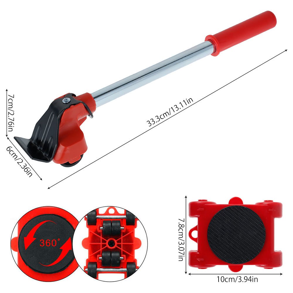 Furniture Mover Set Portable Furniture Mover Tool Labor-Saving Transport Lifter Heavy Stuffs Moving Wheel Roller Bar Hand Tools