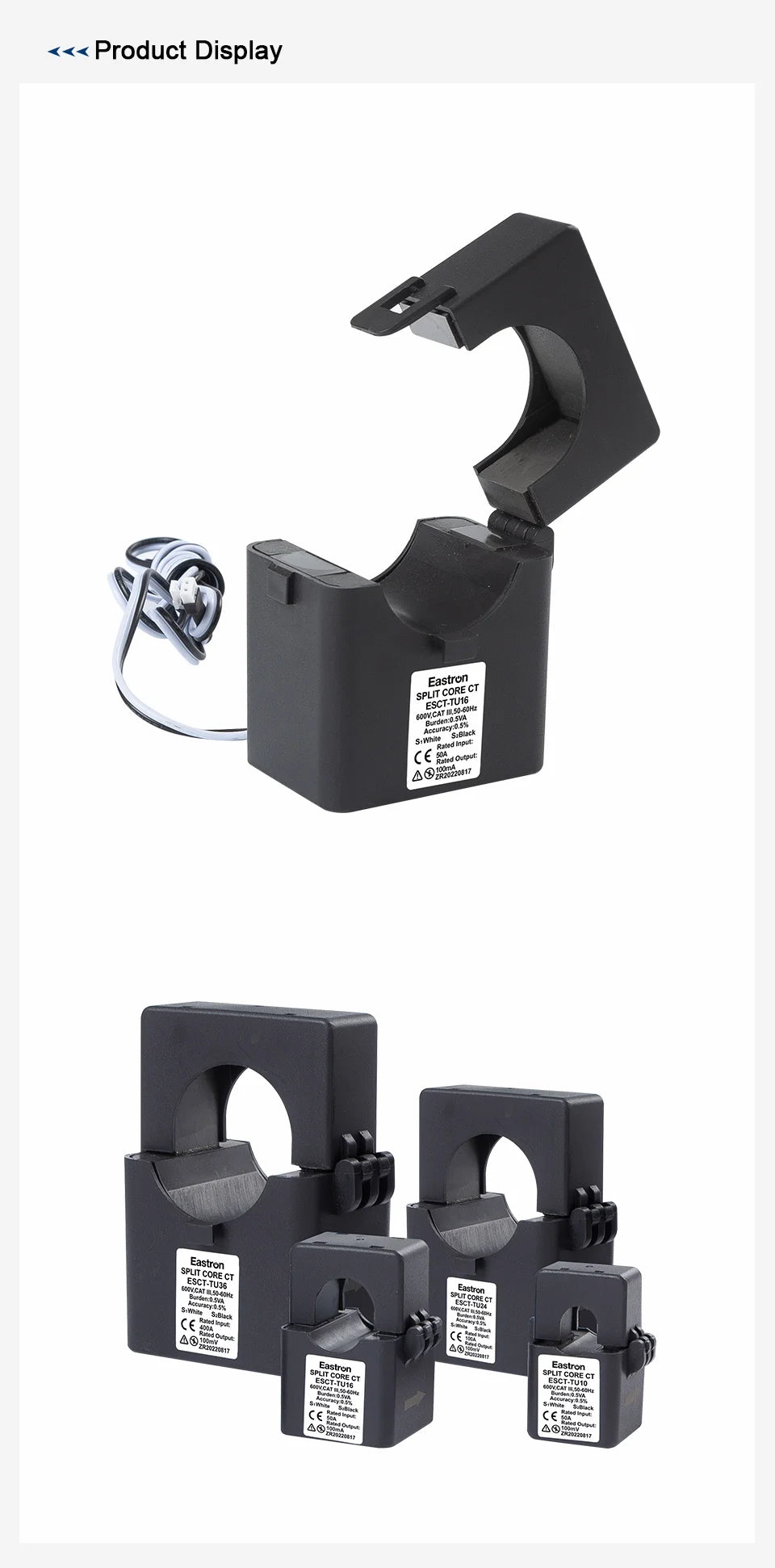 ESCT-TU16 Series, Split Core Current Transformer