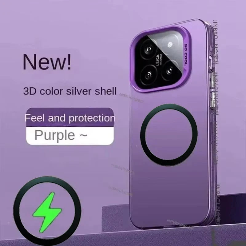 For Magsafe Wireless Charging Matte Frosted Case For Xiaomi 14 15 15T 13T 14T Pro Poco X6 F6 F8 F7 M6 X7Pro c85 Shockproof Cover