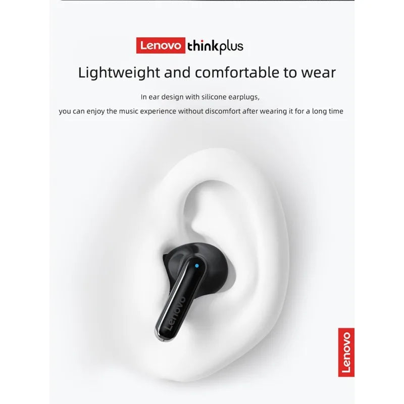 Lenovo Thinkplus XT88 True Wireless Earbuds Bluetooth 5.3, Low Latency Stereo Headphones with 12H Playtime, Metal Diaphragm