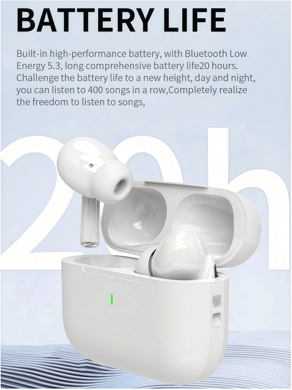 TWS Wireless Bluetooth Earbuds, In-Ear Noise Cancelling Headphones with Charging Case, 3-4H Single Playtime, 8-10H Total Battery
