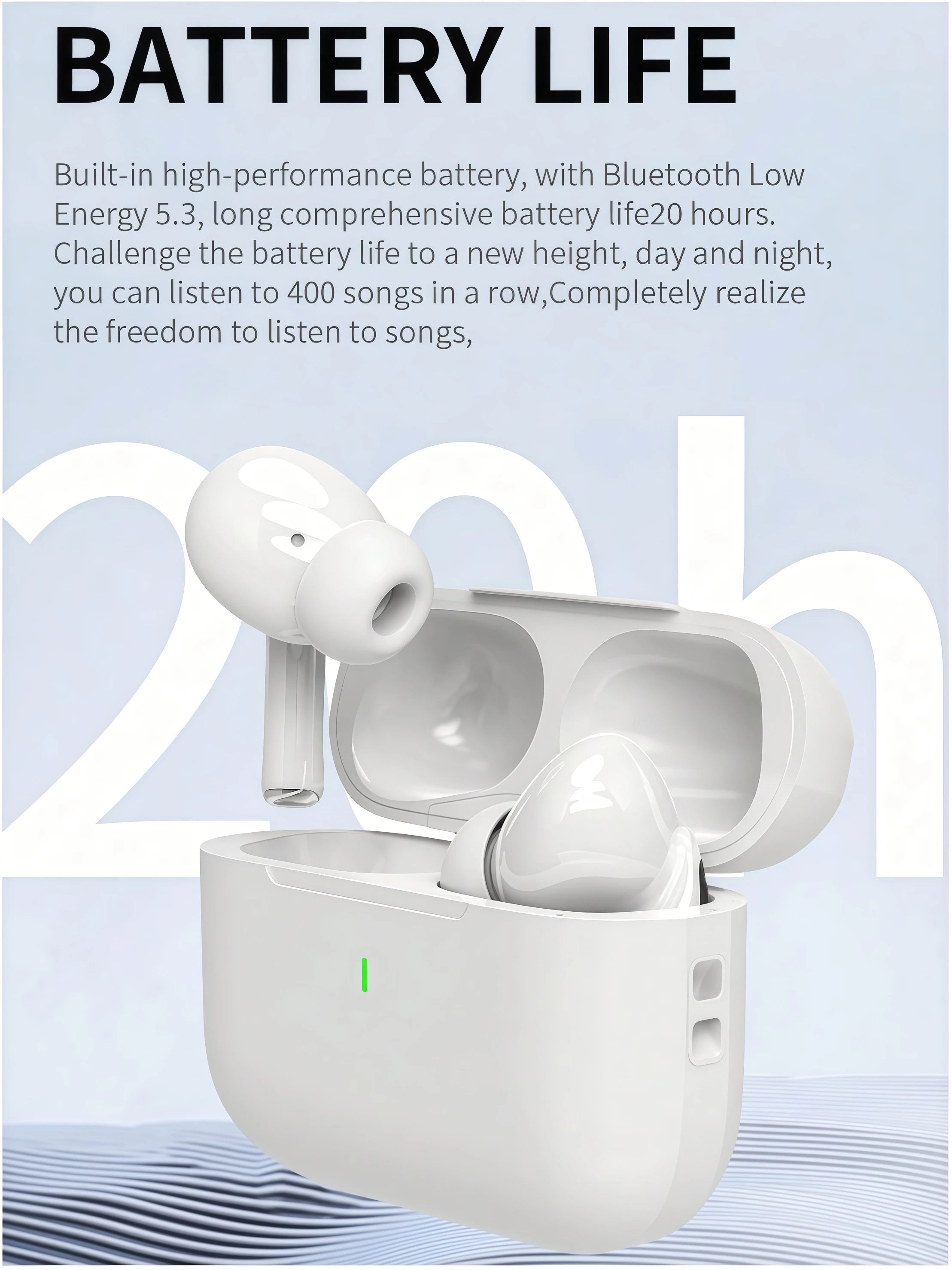 TWS Wireless Bluetooth Earbuds, In-Ear Noise Cancelling Headphones with Charging Case, 3-4H Single Playtime, 8-10H Total Battery