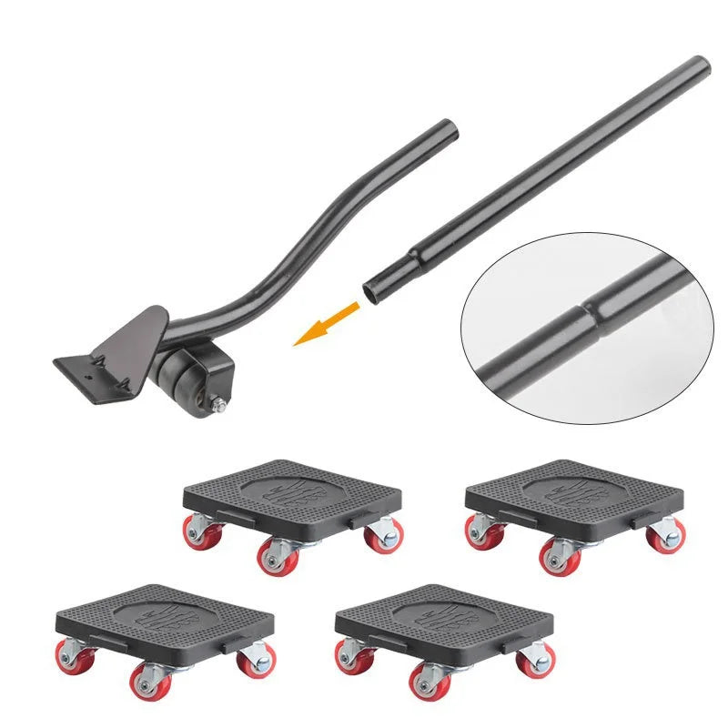 6 Pcs/Set Furniture Mover Set Furniture Mover Tool Transport Lifter Heavy Stuffs Moving Wheel Roller Bar Hand Tools