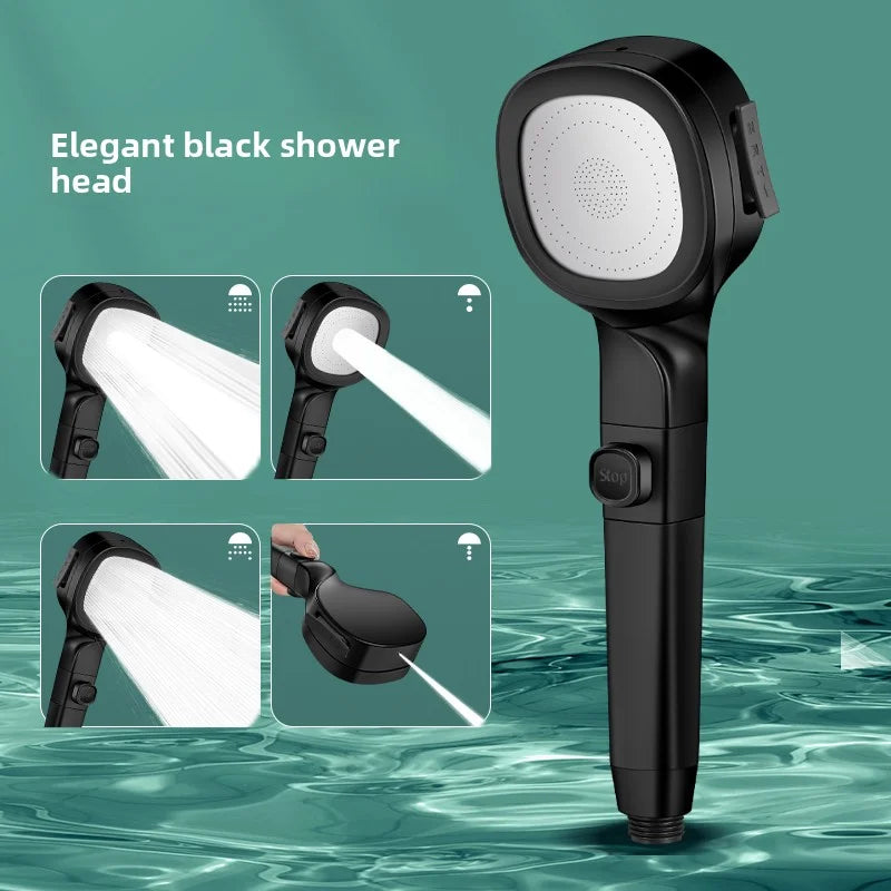 High-Pressure Gun Gray Shower Head with 3 Modes - Energy Saving & Water Saving, Handheld for Bathroom