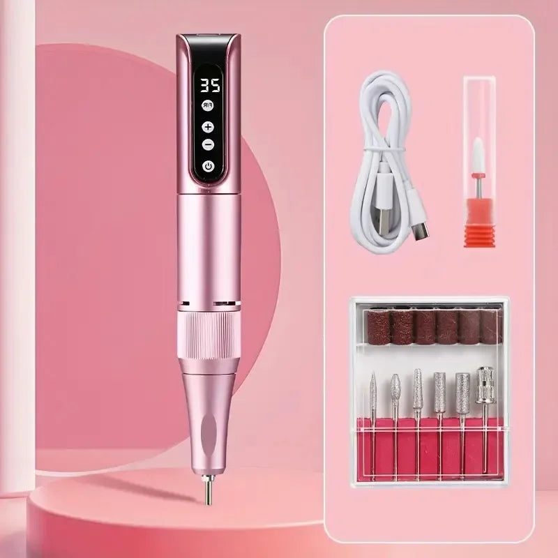 35000RPM Wireless Nail Drill Pen USB Nail File Polishing Pen Rechargeable Nail Drill Machine Portable Manicure Drill Salon Tool