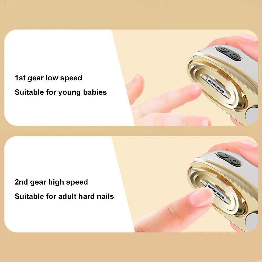 2In1 Electric Nail Tool,USB Charging Nail Clipper Polisher,Adult Kids Fingernail Toe Scissors,Rechargeable Nail Cutter