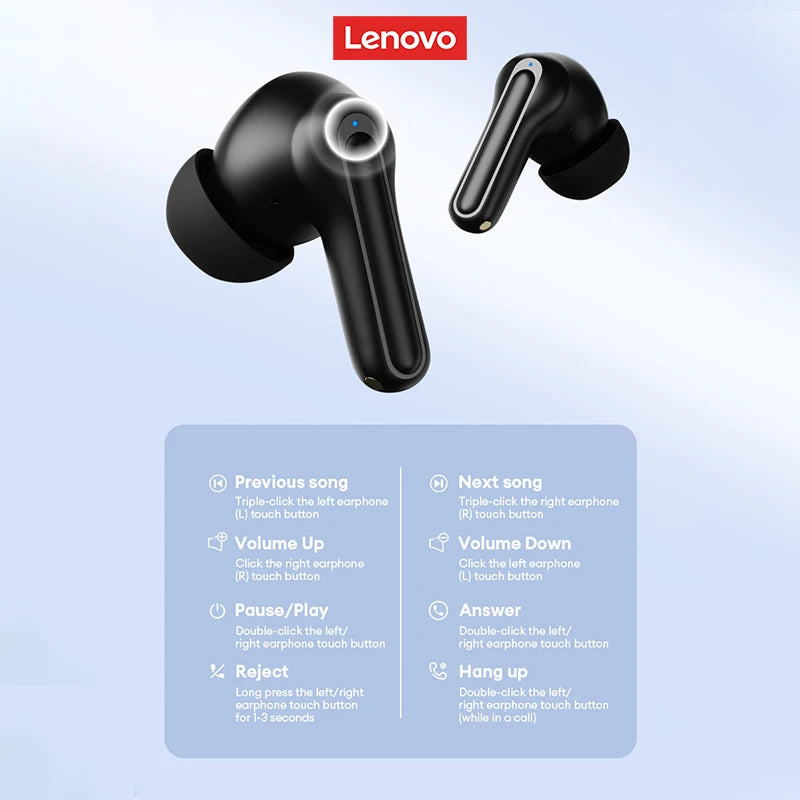 Lenovo XT58 Wireless Earphones Intelligent Noise Reduction Bluetooth 5.4 Headphone Gaming Headset HIFI Earbuds Sound LED Display