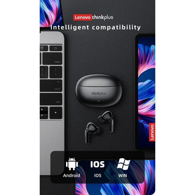 Lenovo Thinkplus XT88 True Wireless Earbuds Bluetooth 5.3, Low Latency Stereo Headphones with 12H Playtime, Metal Diaphragm