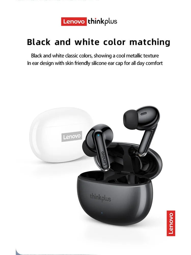 Lenovo Thinkplus XT88 True Wireless Earbuds Bluetooth 5.3, Low Latency Stereo Headphones with 12H Playtime, Metal Diaphragm