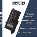 11.4V 3500mAh WY9DX Battery For Dell Latitude 5420 5520 Series For Dell Precision 3560 005R42 P137G 01K2CF P104F001 0WK3F1