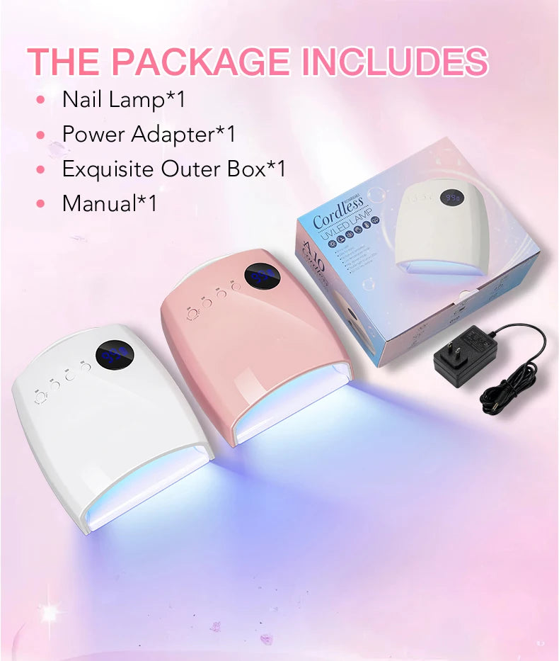 Rechargeable UV LED Nail Lamp 66W Lamp for Manicure with LCD Screen 4 Timer Settings Nail Art Manicure Tools for Home and Salon