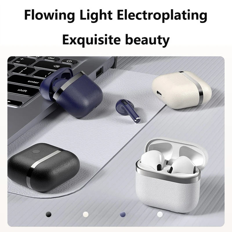 Lenovo Leather Texture Earphones In-Ear Headphones Bluetooth Compact Design Long Battery Life Universal Compatibility Portable