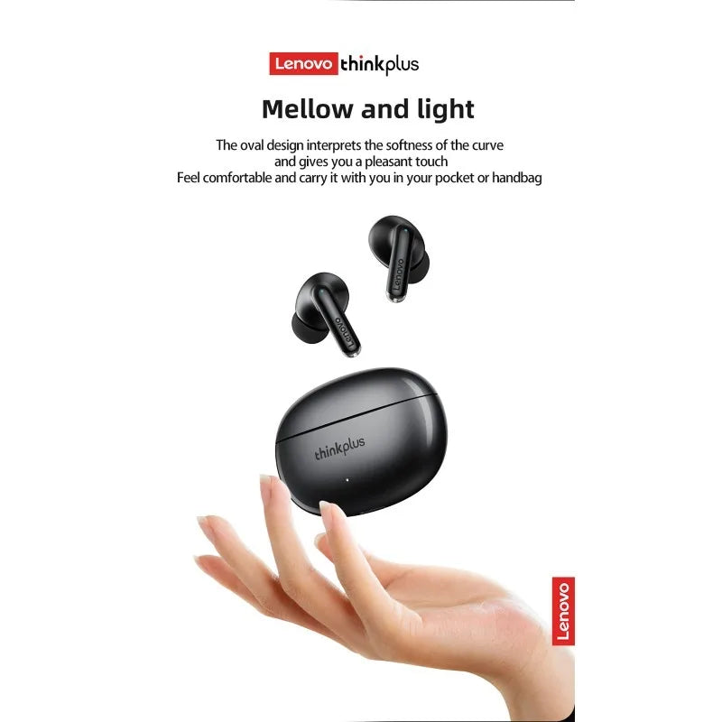 Lenovo Thinkplus XT88 True Wireless Earbuds Bluetooth 5.3, Low Latency Stereo Headphones with 12H Playtime, Metal Diaphragm
