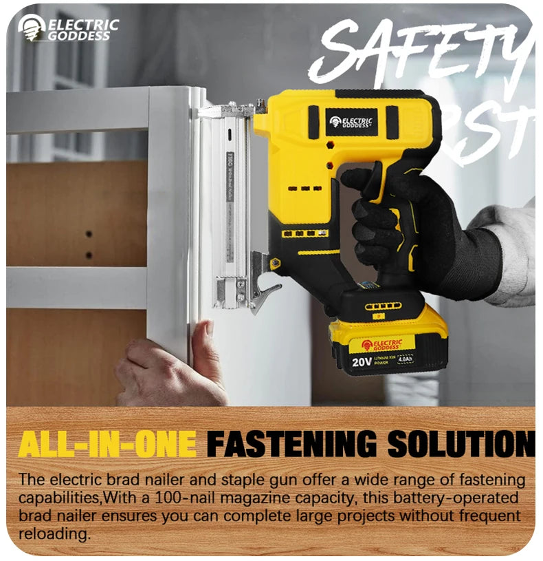 Brushless Electric Nail Gun with Battery Adapter Convert for Dewalt 20v Battery Pin to Milwaukee/Makita 20/18v Battery Pins