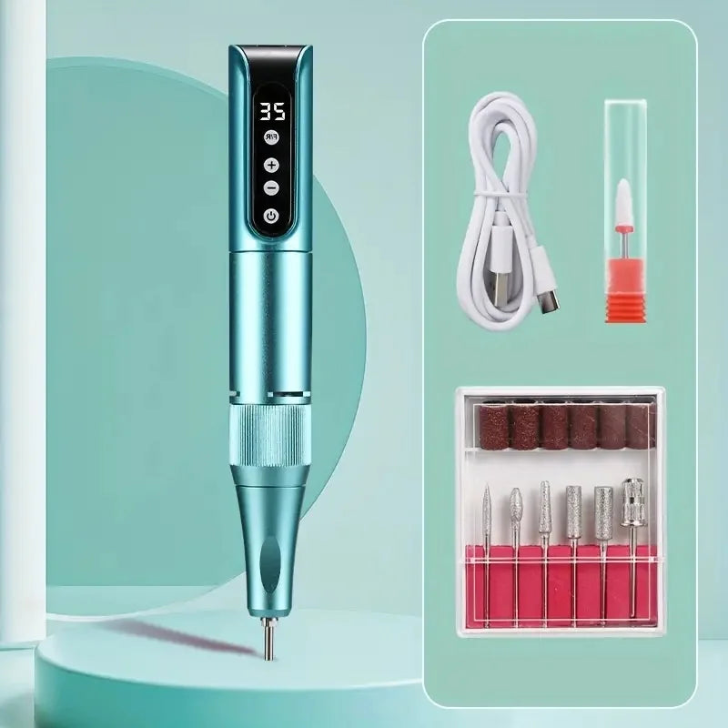 35000RPM Wireless Nail Drill Pen USB Nail File Polishing Pen Rechargeable Nail Drill Machine Portable Manicure Drill Salon Tool