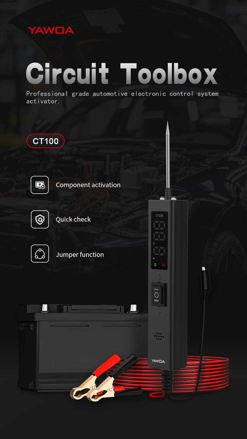 CT100 Automotive Circuit Tester  for all 0-80V vehicle electrical systems