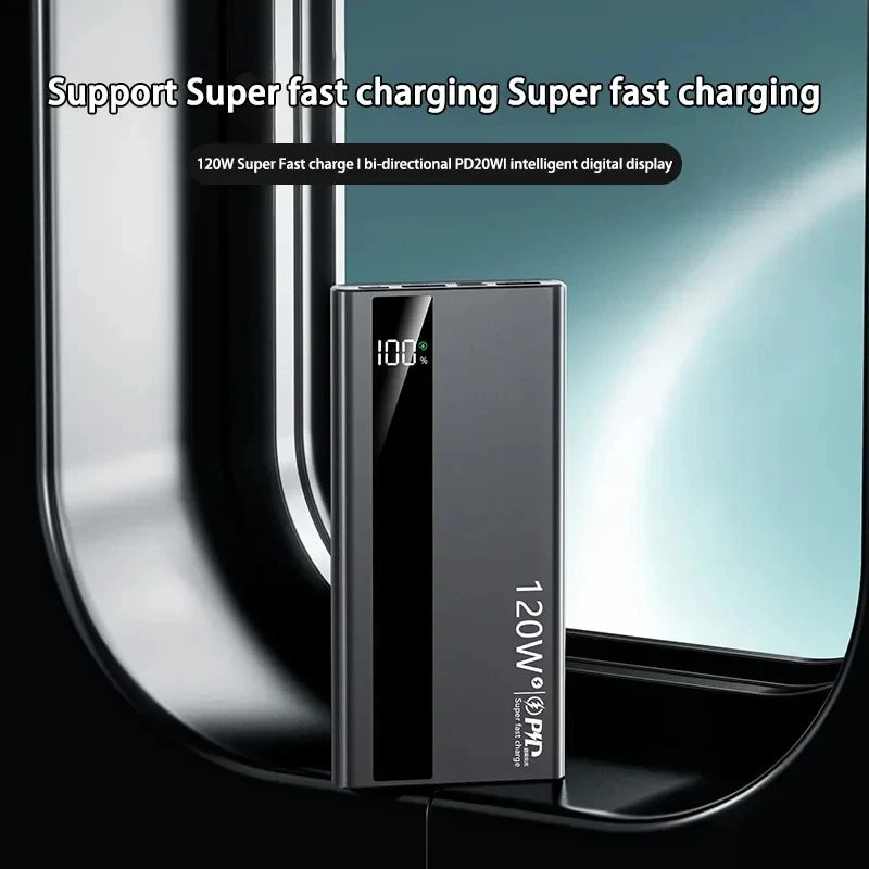 120W Fast Charging Power Bank Portable USB-C Battery Pack for iPhone & Android