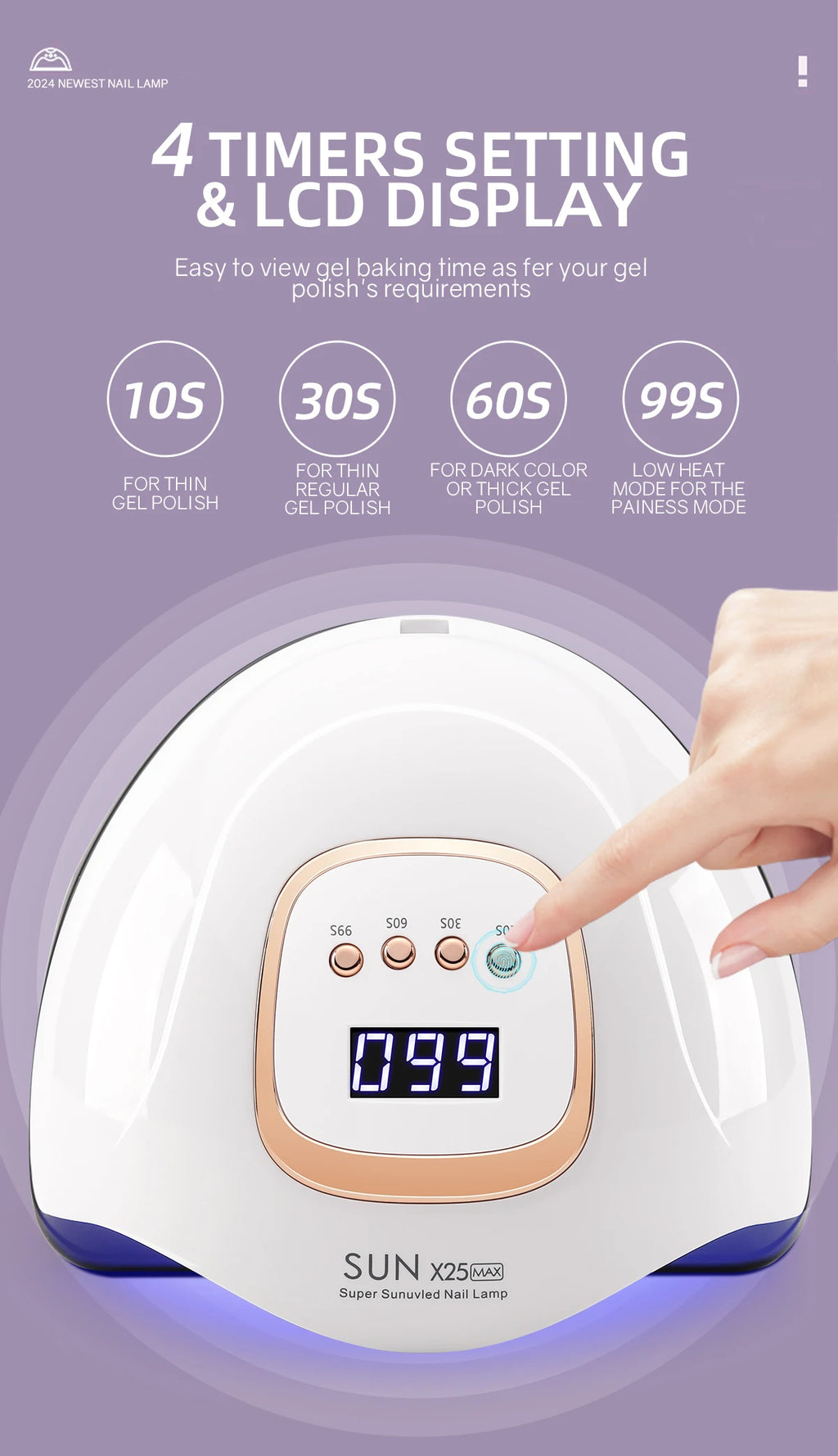 380W UV Nail Lamp 81 LEDs Nail Dryer Machine with LCD Screen Quick-drying Manicure Lamp for Curing All Nails Gel Nail Art Tools