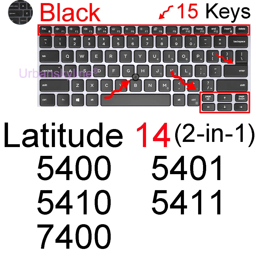 Keyboard Cover for Dell Latitude 14 7440 7450 7400 7404 7410 7414 7420 7424 7430 7480 7490 2 in 1 Silicone Protector Skin Case