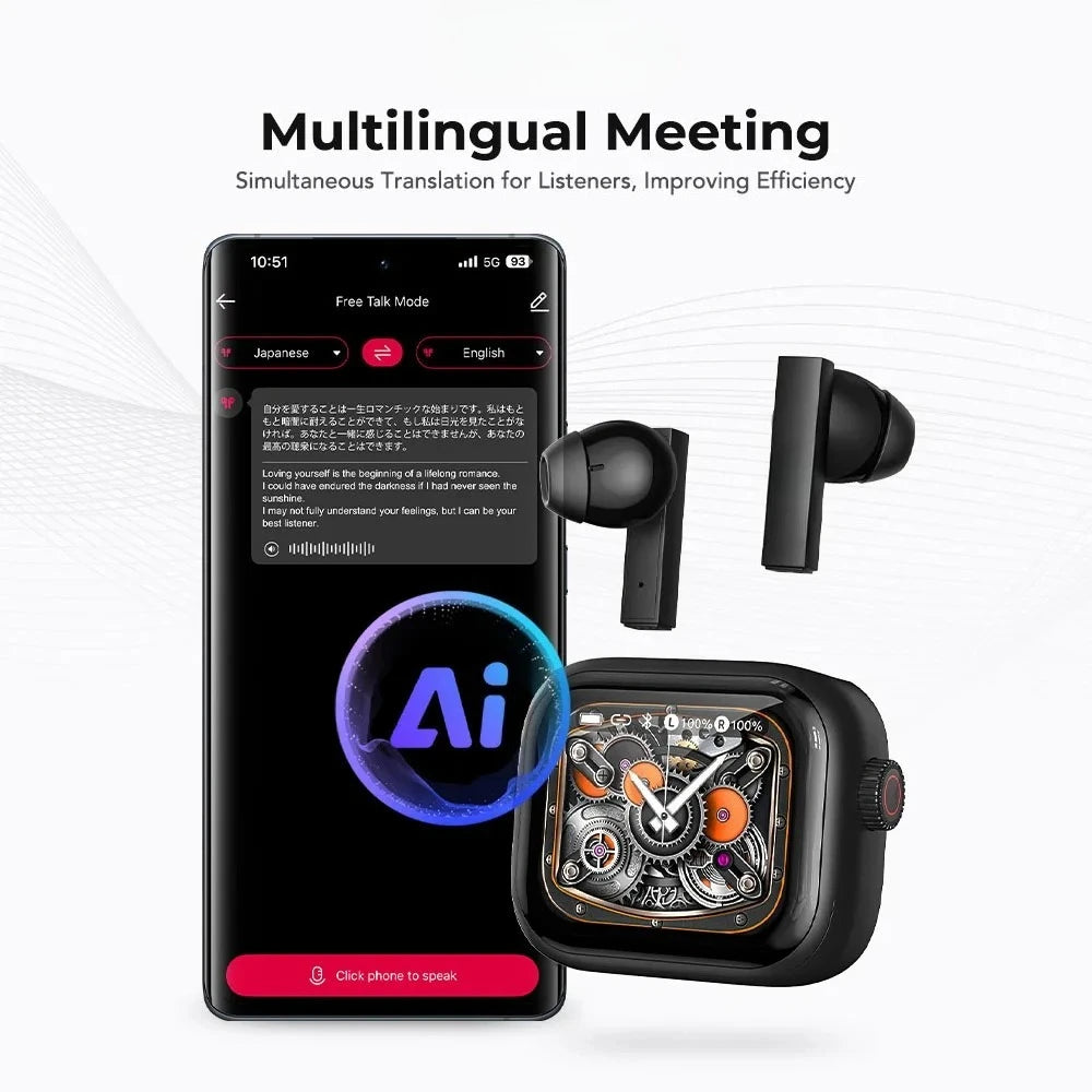 2026 TWS Sports Earbuds Bluetooth V6 Wireless AI Noise Reduction HD On-screen Subtitles Charging Case