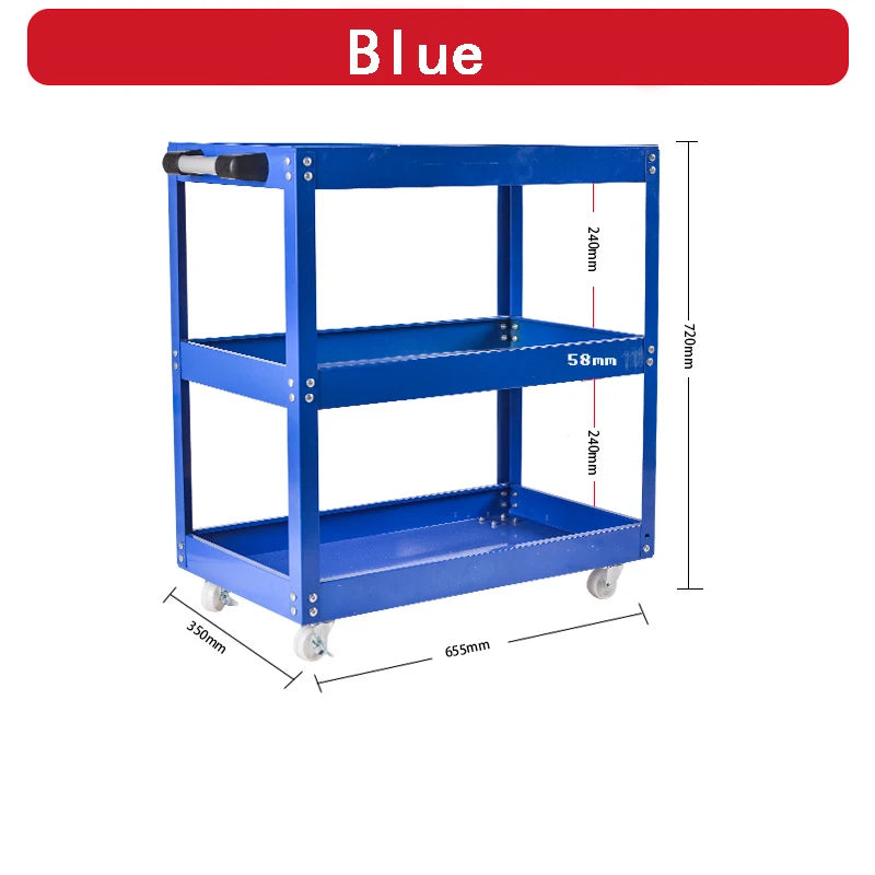 Mechanical Workshop Tools with Wheels, Tool Carts 3-layer Mobile Tool Car, Multifunctional and Heavy-duty Auto Repair Parts Car