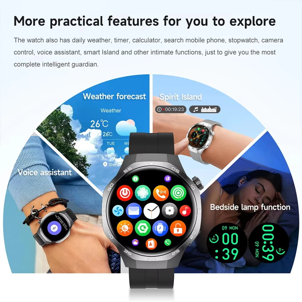 2026 new smart watch HD IPS large screen NFC GPS locator Bluetooth call life waterproof 100 + sports mode health monitoring