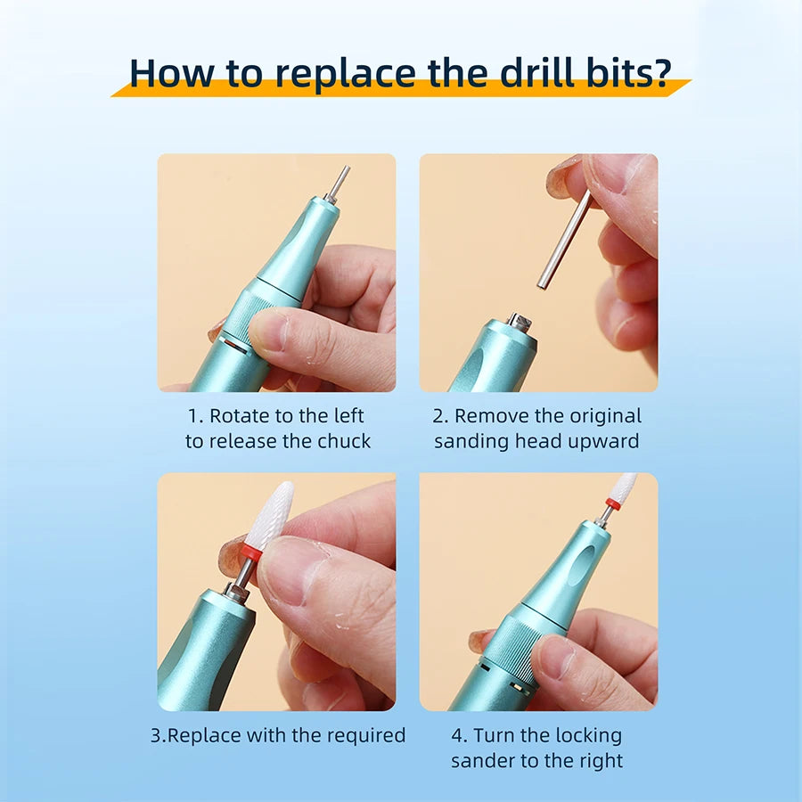 35000RPM Wireless Nail Drill Pen USB Nail File Polishing Pen Rechargeable Nail Drill Machine Portable Manicure Drill Salon Tool