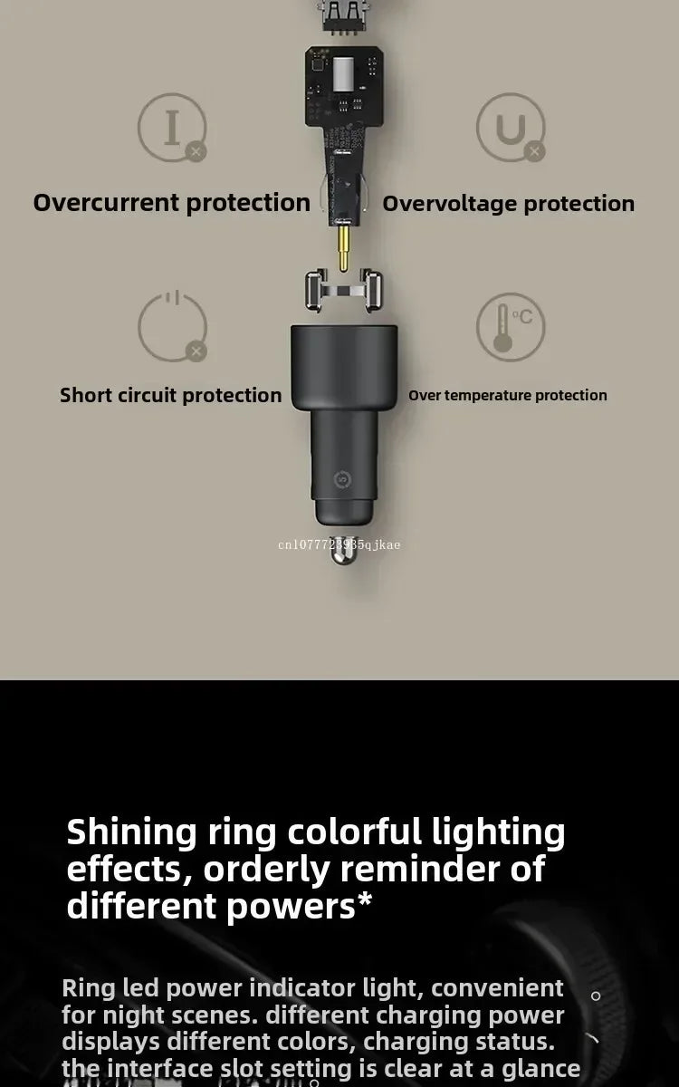 Xiaomi (MI) Car Charger Fast Charging Version 1A1C 100W Smart Car Charger Car Mobile Phone Charger Mobile Phone Car Charger