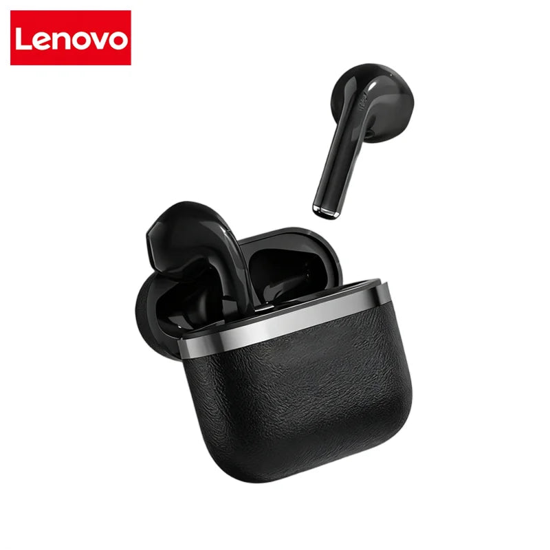 Lenovo Leather Texture Earphones In-Ear Headphones Bluetooth Compact Design Long Battery Life Universal Compatibility Portable